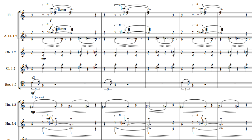 Score excerpt showing a section of the end credits music from Casino Royale arranged by me